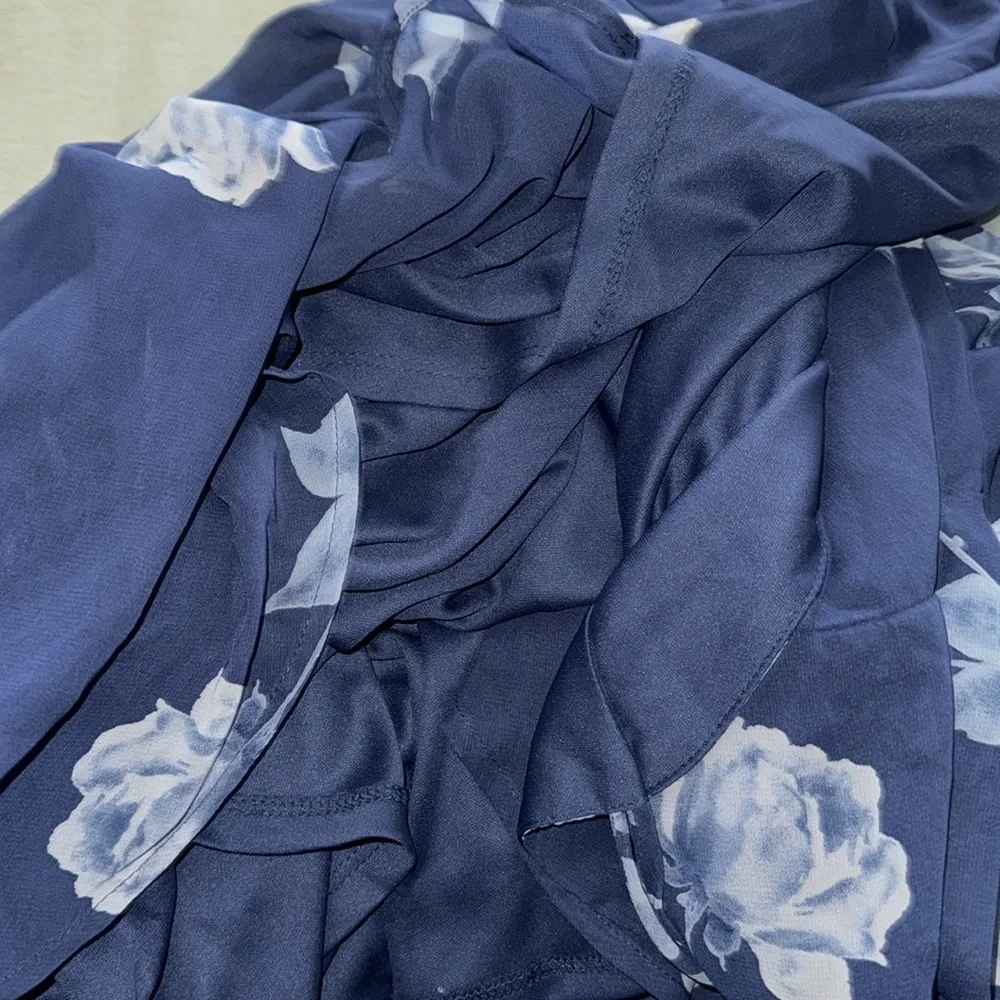 Lulus One Desire Navy Blue Floral Print Wrap Tank Maxi Dress - Picture 5 of 10